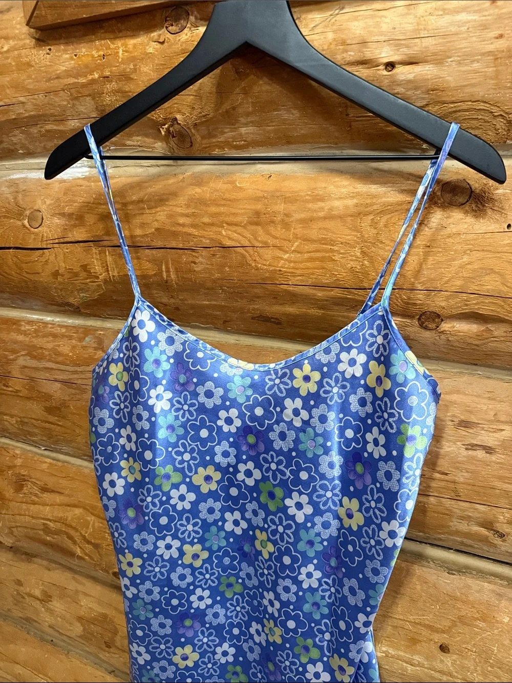Vintage Floral Slip Cami Dress in Blue, Medium - Picture 2 of 5